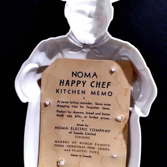Vintage Kitchen Memo Holder Noma Happy Chef Plastic Note Pad Holder Grocery List - Picture 4 of 4